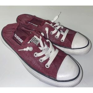 CONVERSE ALL STAR Sneakers Mens 6 Womens  8 Burgundy Maroon Silver Airbrushed